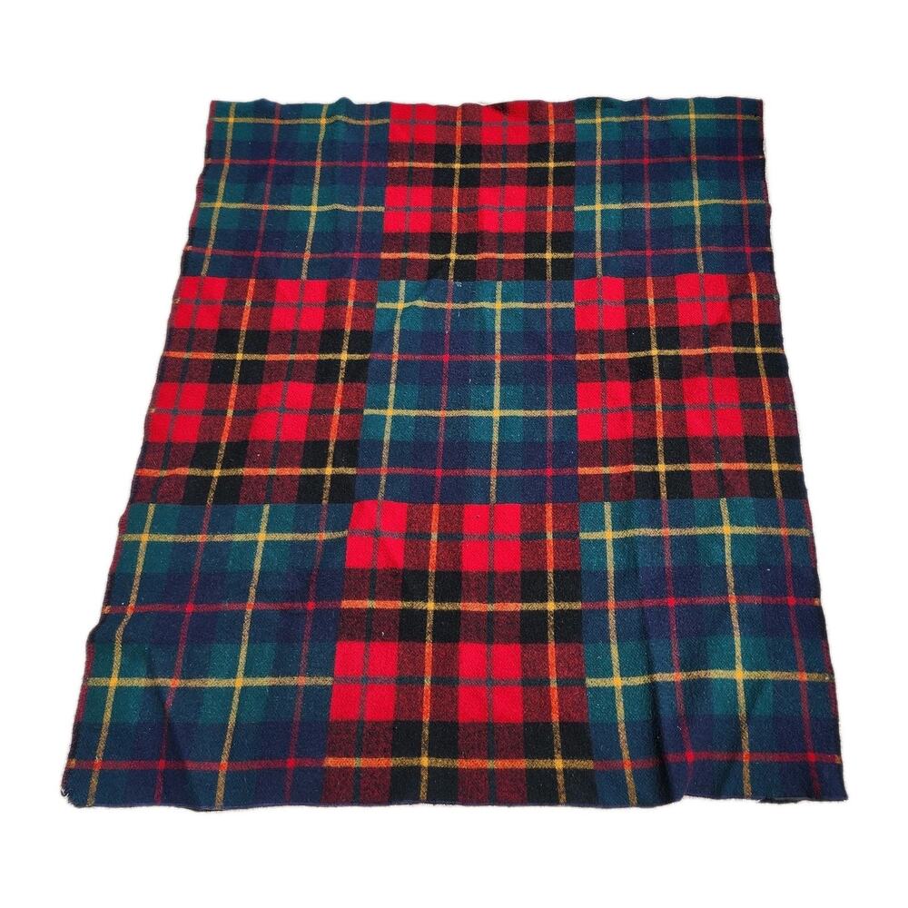 Vtg Pearce Woolrich Wool Blanket Tartan Plaid 60”x 52” Throw Lap Cabin Made USA
